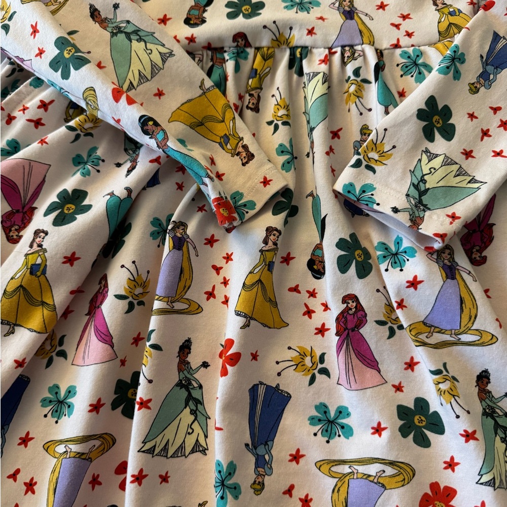 Hanna Anderson Colorful Long Sleeve Disney Dress with Princesses - Picture 2 of 7
